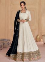 Georgette White Wedding Wear Embroidery Work Readymade Gown With Dupatta